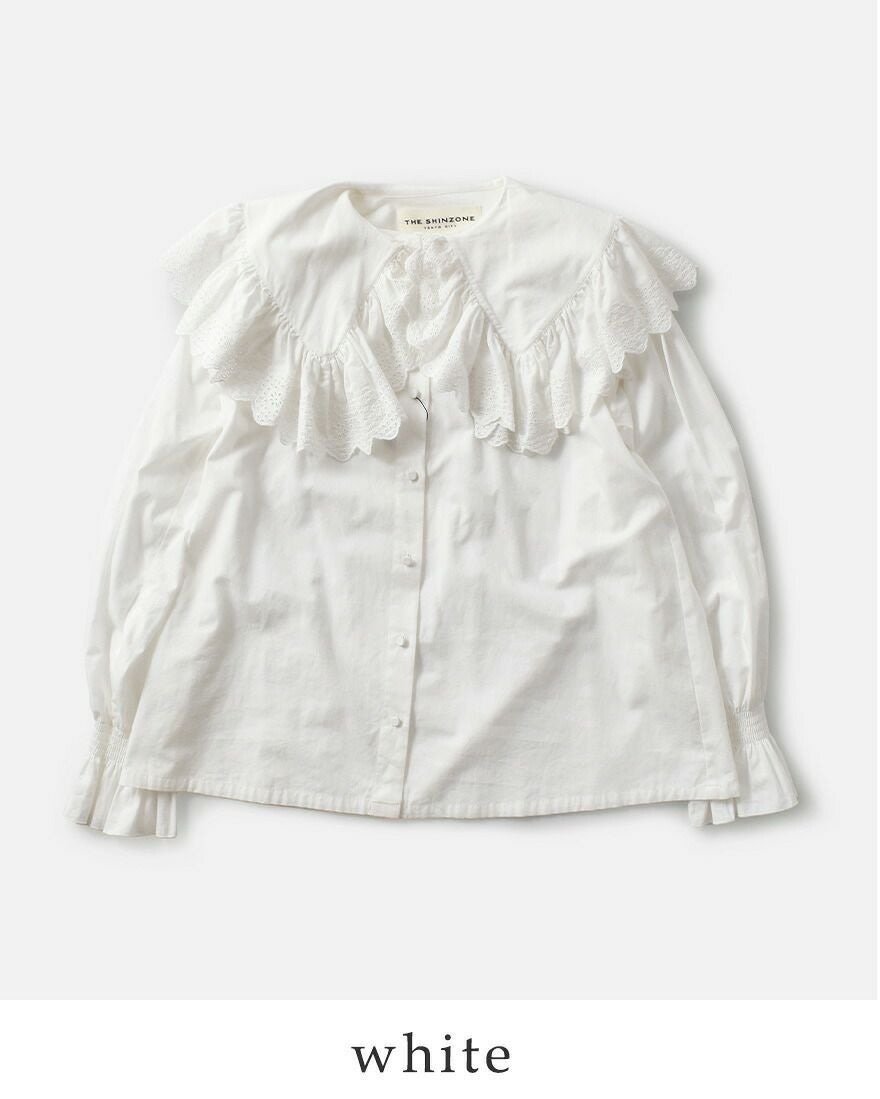 Shinzone シンゾーン コットン レースカラー ブラウス “LACE COLLAR