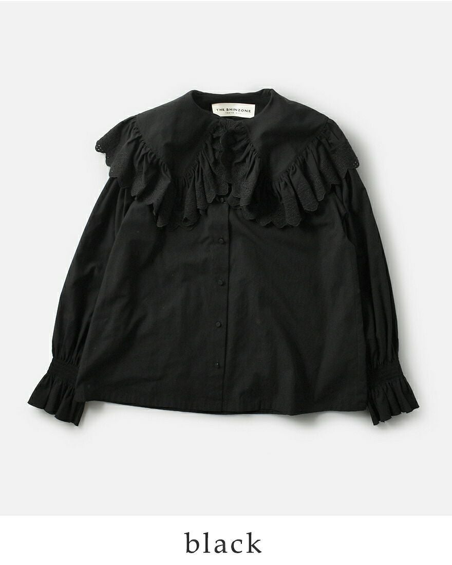 THE SHINZONE コットンフレアブラウス Shinzone（シンゾーン） コットン レースカラー ブラウス LACE COLLAR
