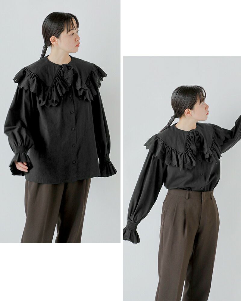 Shinzone シンゾーン コットン レースカラー ブラウス “LACE COLLAR