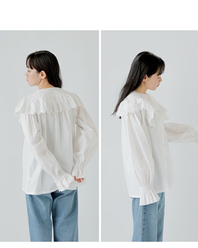 Shinzone シンゾーン コットン レースカラー ブラウス “LACE COLLAR