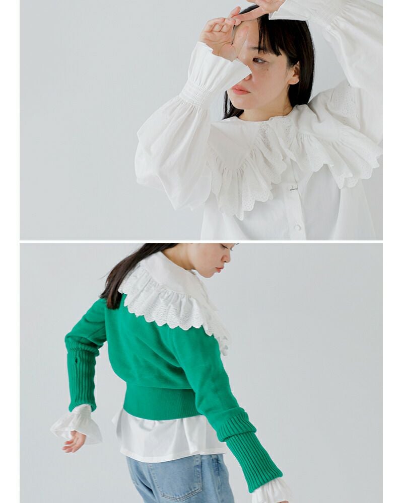 Shinzone シンゾーン コットン レースカラー ブラウス “LACE COLLAR