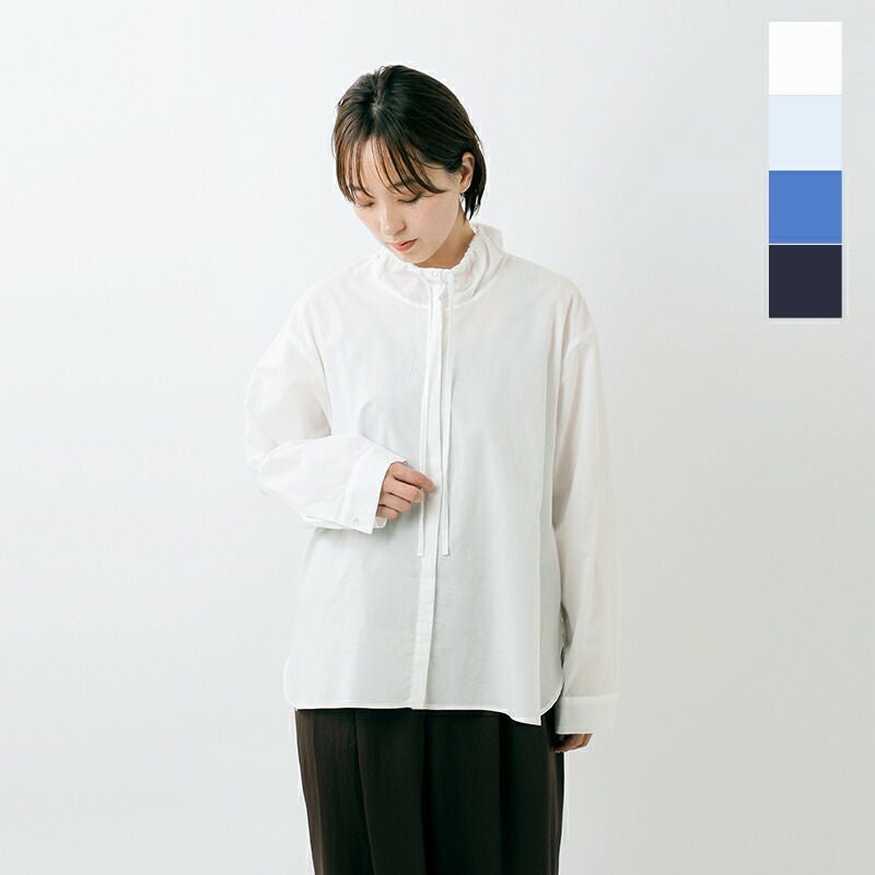 mizuiro ind ミズイロインド コットン ギャザー スタンドカラー シャツ