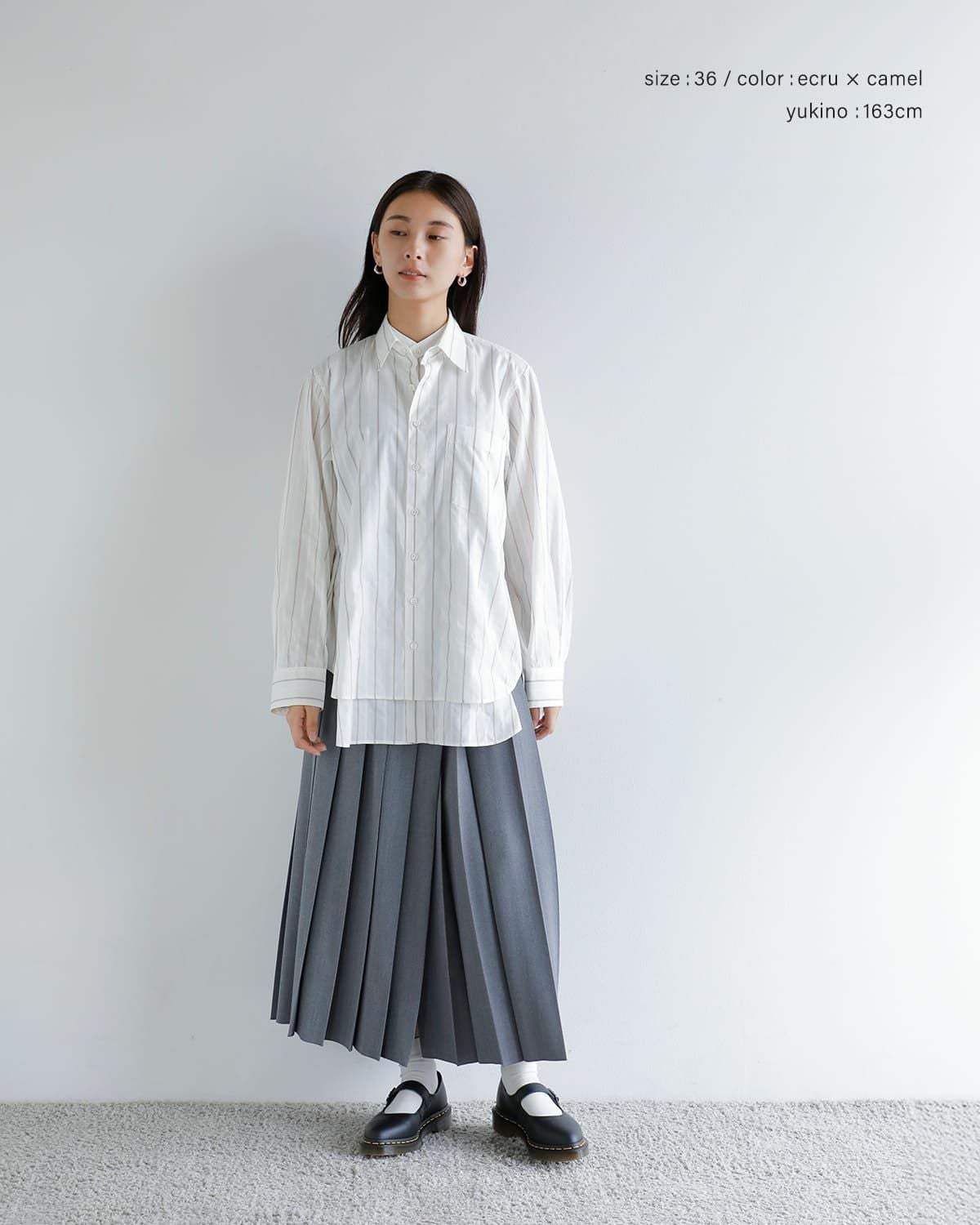 beautiful people ビューティフルピープル double-end cotton silk JQ stripe shirt ダブルエンド コットンシルク ジャカード ストライプ 半袖 シャツ ホワイト系 36【極上美品】【中古】 beautiful people（ビューティフルピープル） 【20%OFF】beautiful