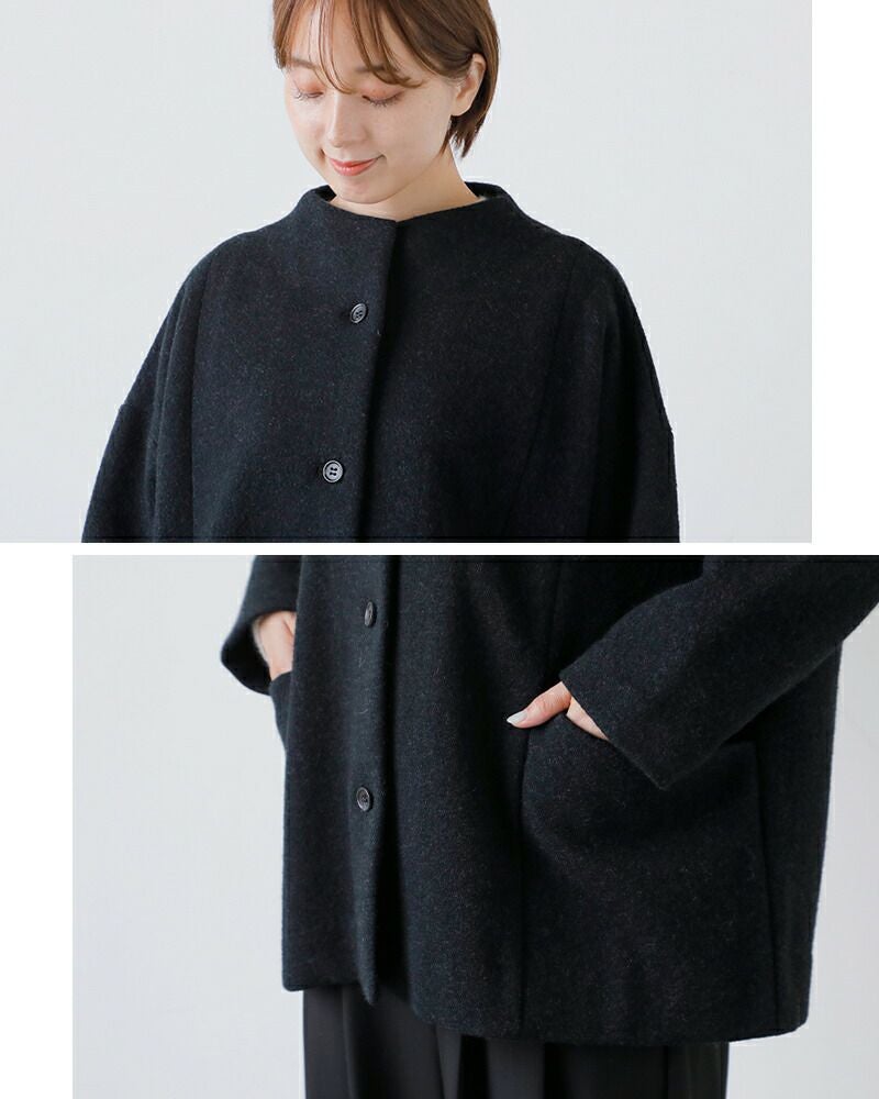 evam eva エヴァムエヴァ プレス ウール ショートコート e253k090-mn evam eva エヴァムエヴァ プレス ウール ショートコート e253k090-mn