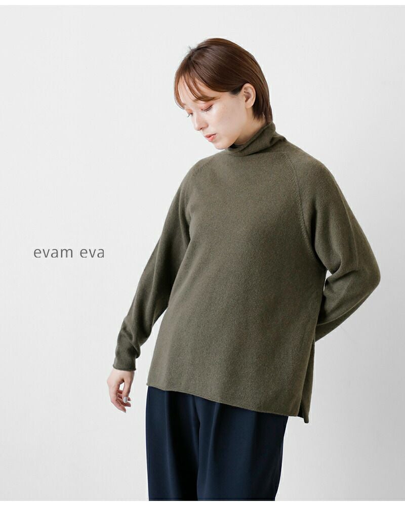 evam eva ウールカシミヤ　畦編み　ハイネックニット　エヴァムエヴァ evam eva エヴァムエヴァ カシミヤ タートルネック プルオーバー