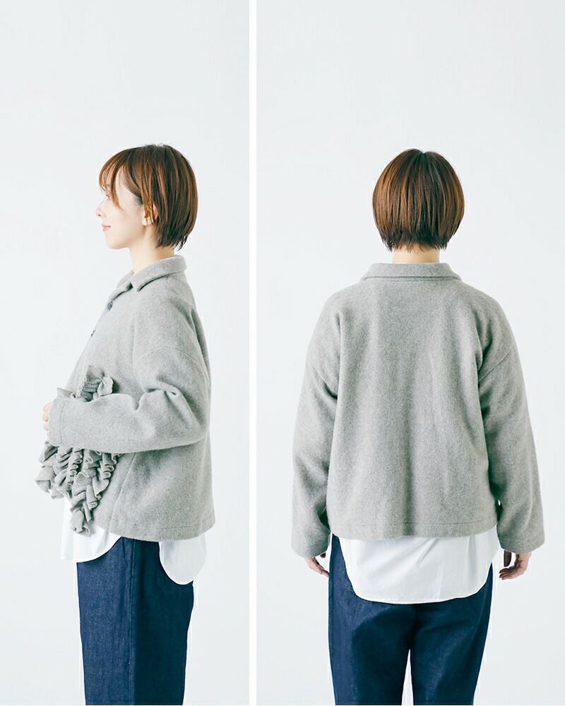 50%OFF】g グラム ウール シャギー フロント フリル ジャケット g-625