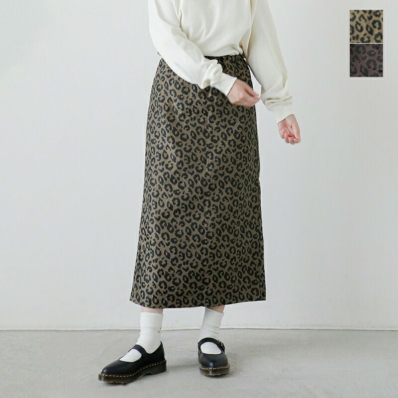 50%OFF】kha:ki カーキ ジャガード レオパード ストレート スカート