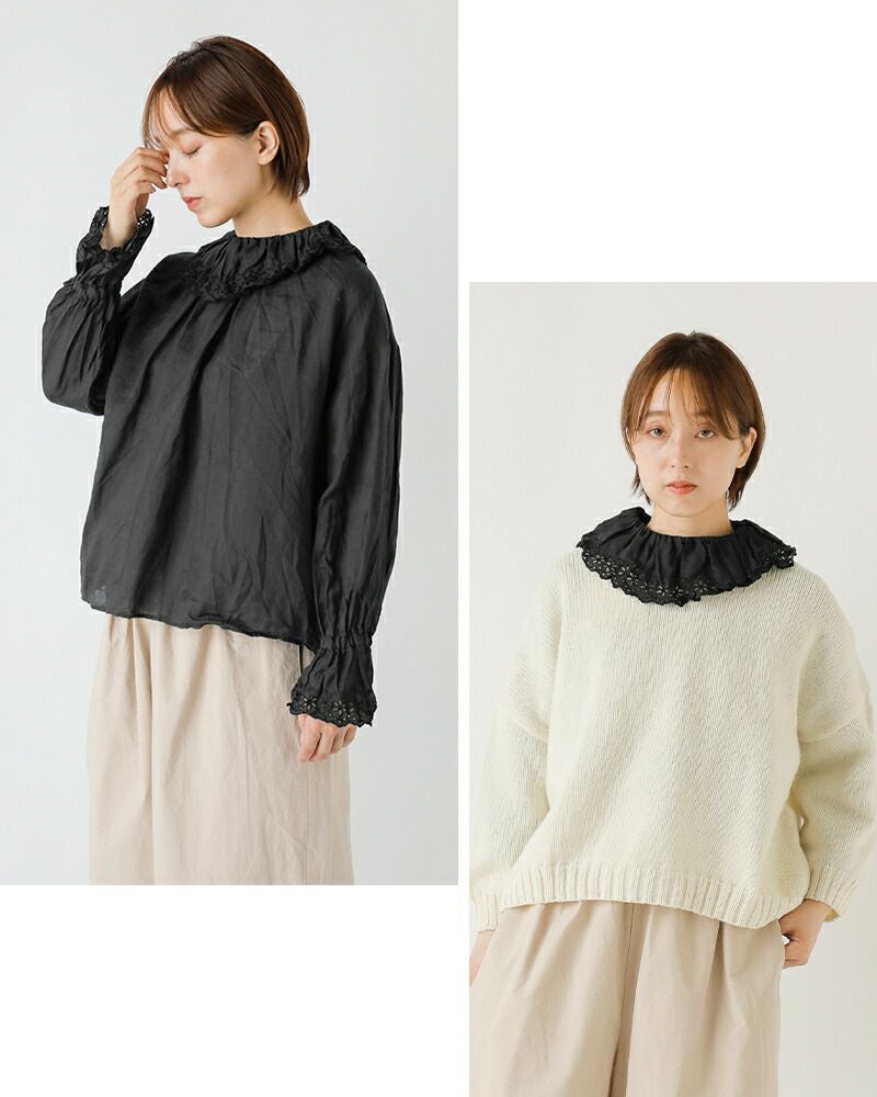 【新品】DeuxiemeClasse アサガーゼRomanticブラウス Gauze# ガーゼ ラミーリネン アンティーク レース フリル 2way