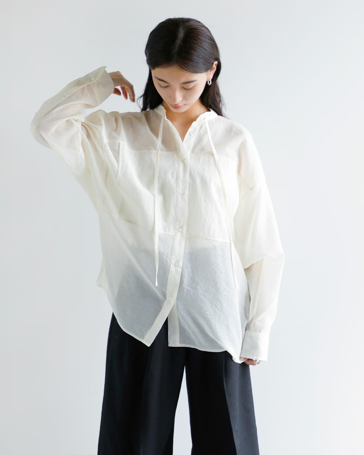 30%OFF】CLANE クラネ シアー ドルマン シャツ 19122-4052-kk