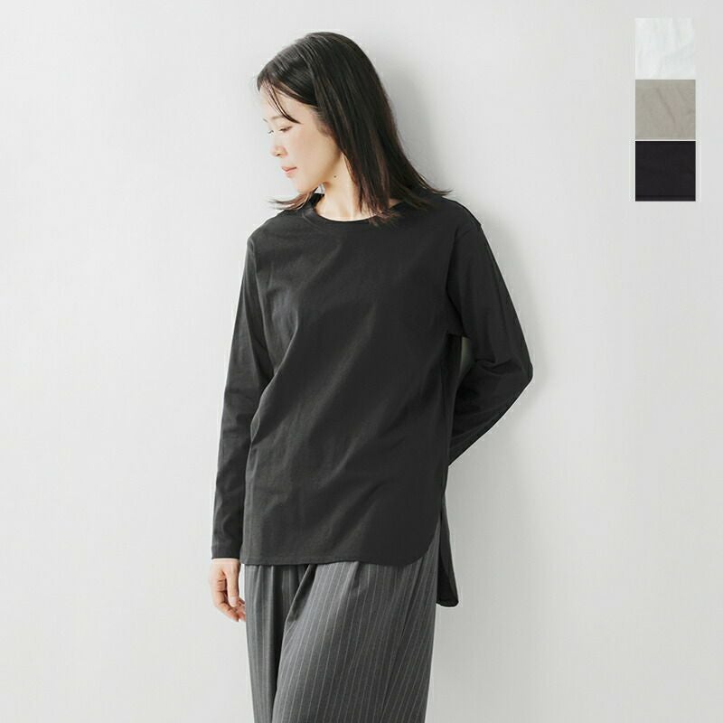 saby ブラック カットソー コットン100% 日本製 Squady スカディ コットン天竺 ロングスリーブ Tシャツ 903-5810-mt