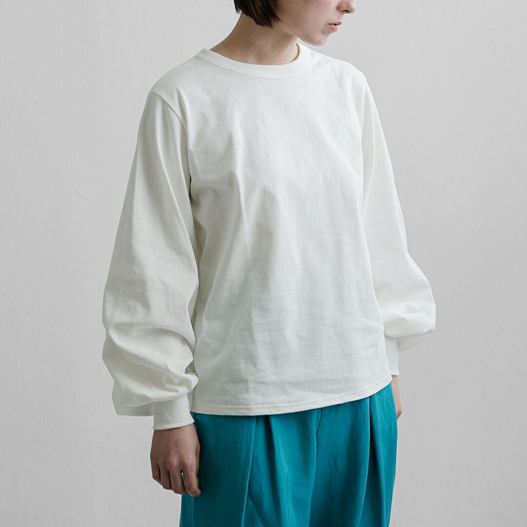 TRANOI／アイボリー 長袖 トップス（サイズ1） ミズイロインド mizuiro ind コットン パフスリーブ ロング Tシャツ 1