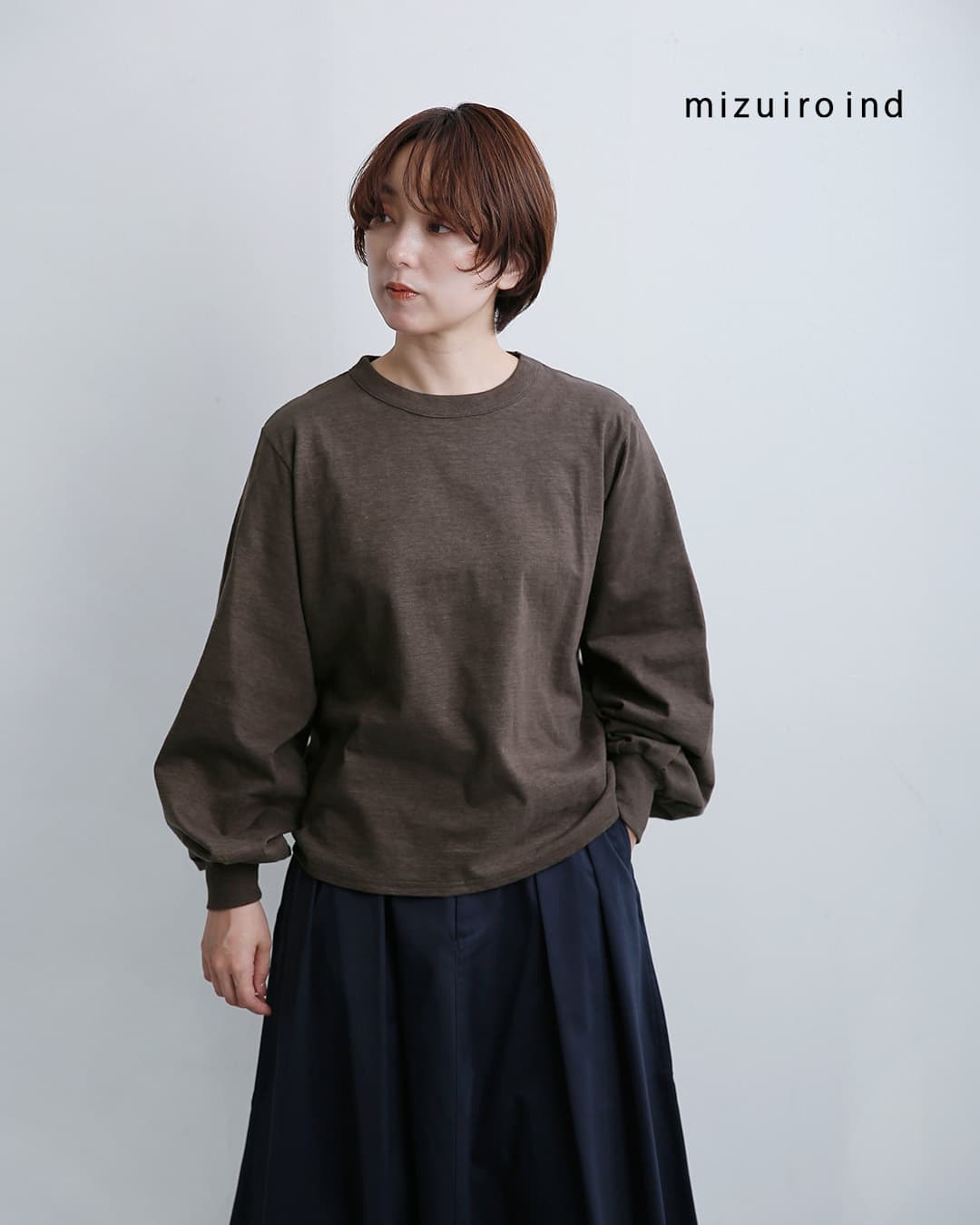 ミズイロインド mizuiro ind コットン パフスリーブ ロング Tシャツ 1