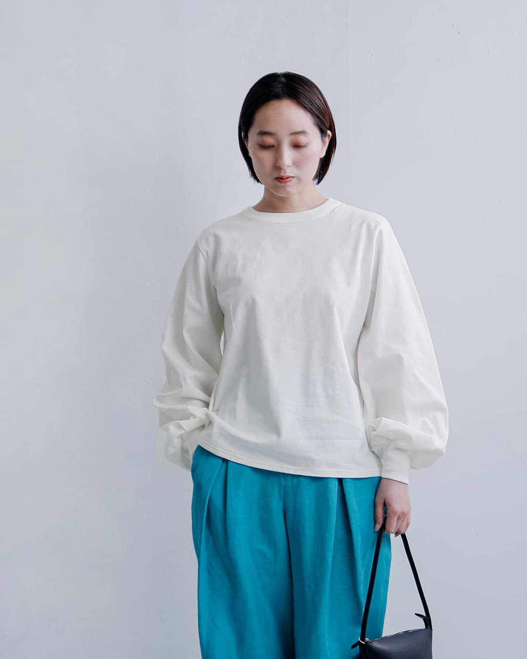 ミズイロインド mizuiro ind コットン パフスリーブ ロング Tシャツ 1