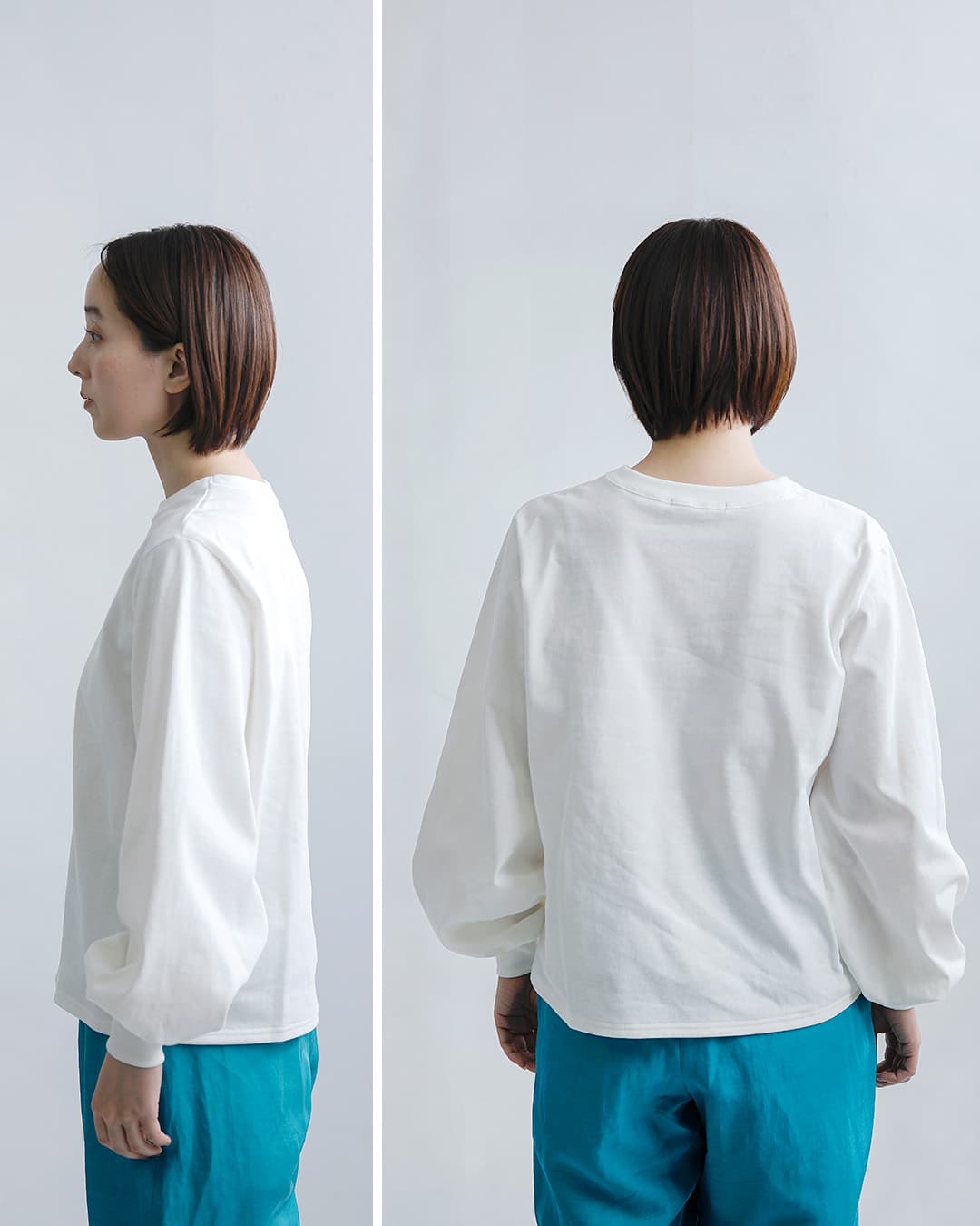 ミズイロインド mizuiro ind コットン パフスリーブ ロング Tシャツ 1