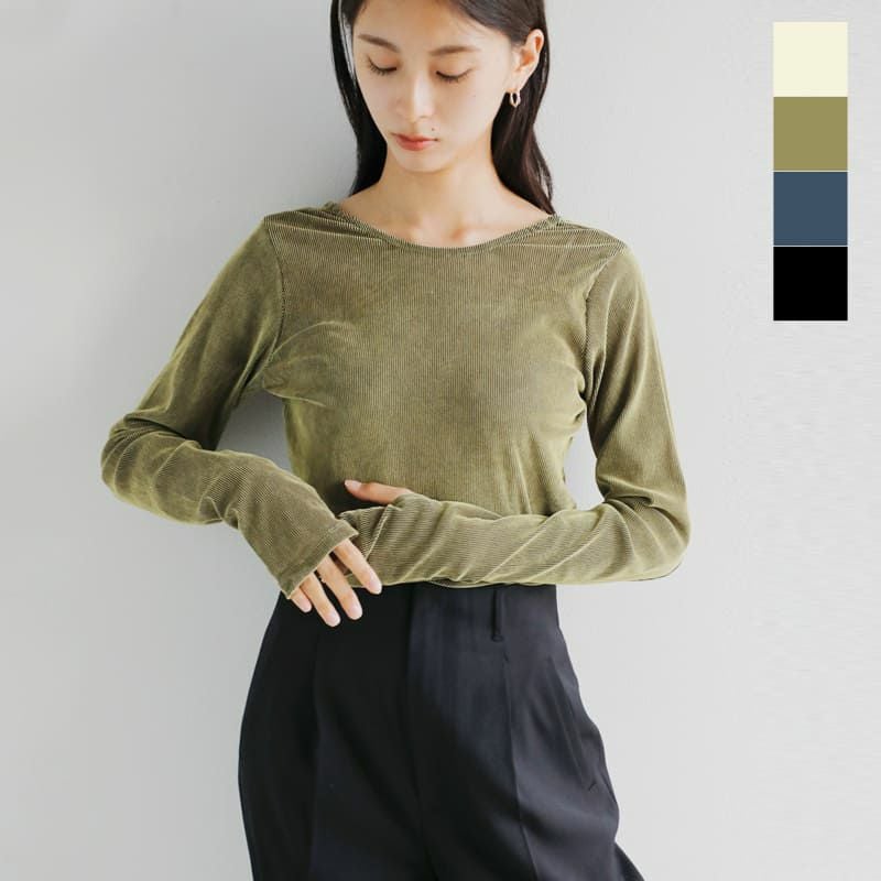 50%OFF】MANOF マノフ チュール フロッキー ストライプ トップス 89105