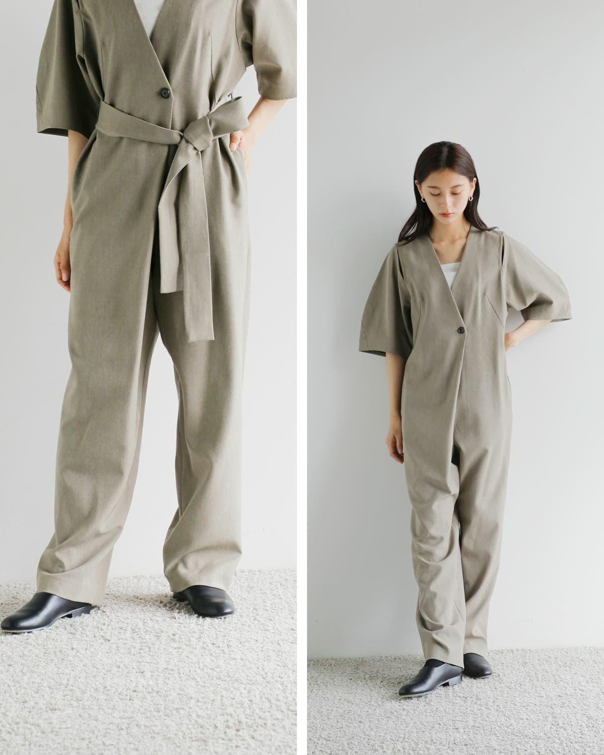 30%OFF】MANOF マノフ スリット ハーフスリーブ オールインワン 89112