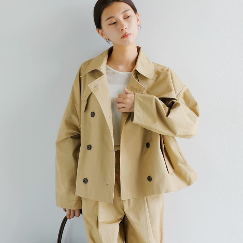 CREDONA クレドナ 60/2 コットン ギャバジン ハーフ トレンチ コート