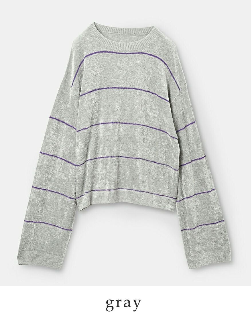 【値下げ】OBLI  ボーダーニット ホワイト パフスリーブボーダーニット | TOPS | OBLI