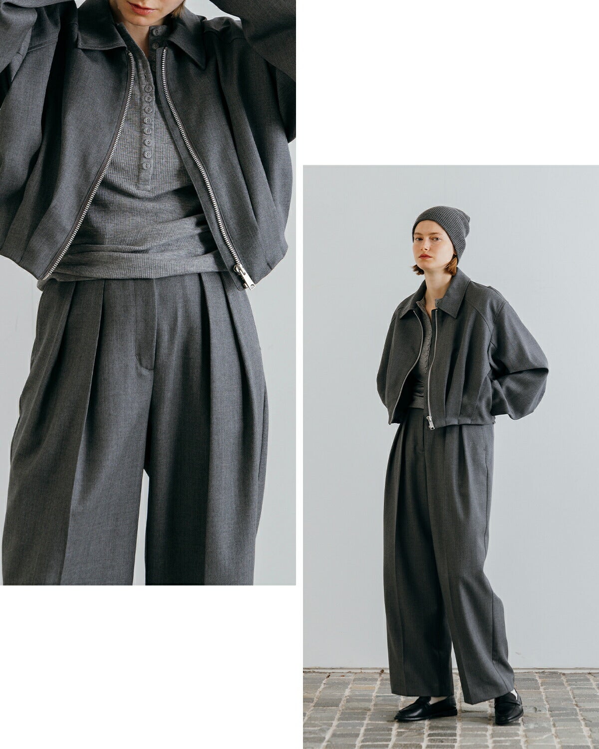クンズホ・グレツ出品 CREDONA クレドナ 高密度 ウール ギャバジン ツータック スラックス