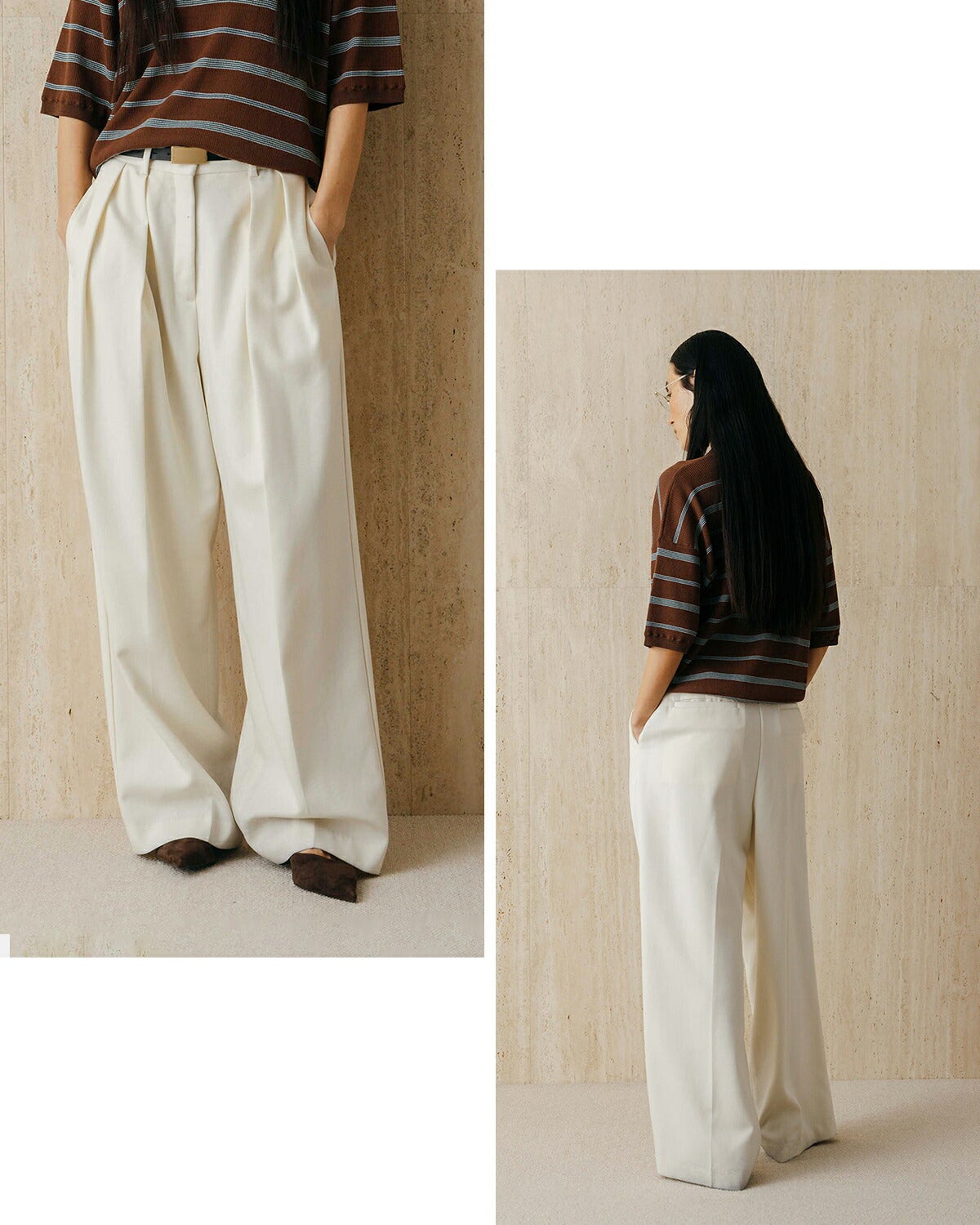 CREDONA クレドナ 高密度 ウール ギャバジン ツータック スラックス