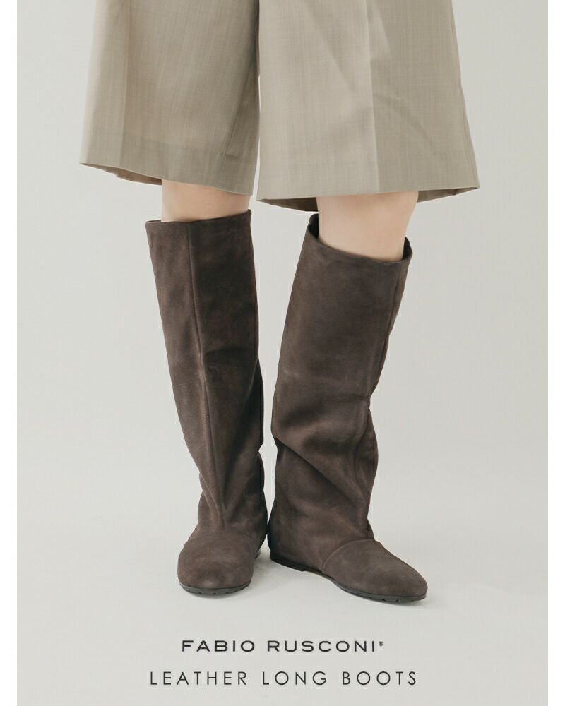 60%OFF】FABIO RUSCONI ファビオルスコーニ レザー ロング ブーツ 3208