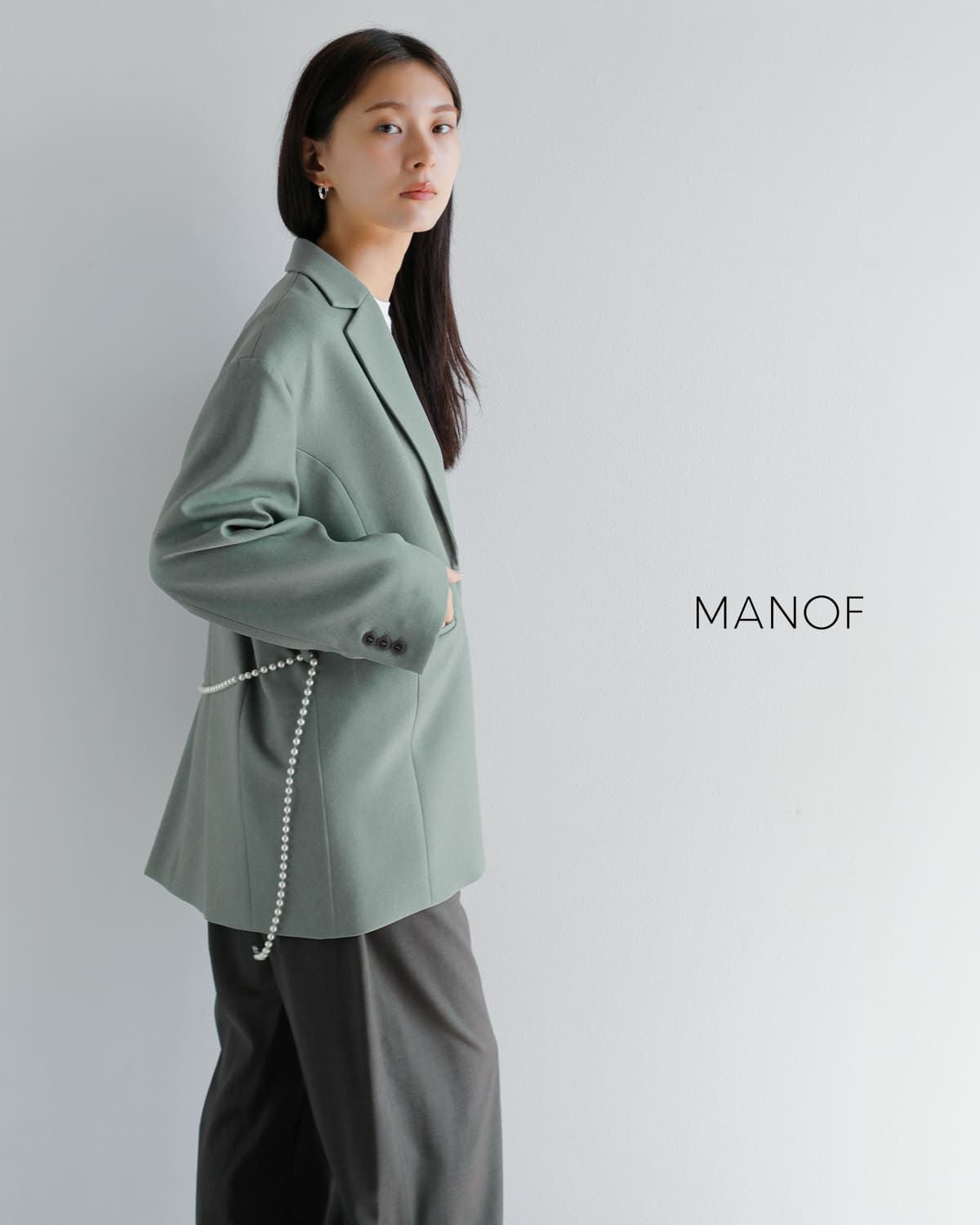 値下げ中新品未使用　マノフmanof パールジャケット 30%OFF】MANOF マノフ パールベルト ジャケット 89103-0392 レディース