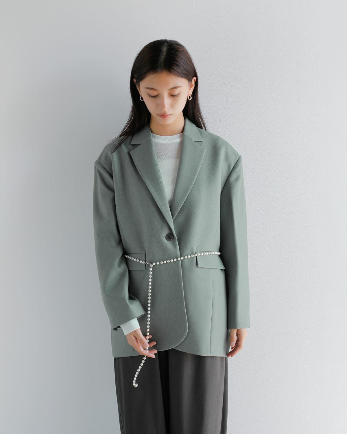 30%OFF】MANOF マノフ パールベルト ジャケット 89103-0392 レディース