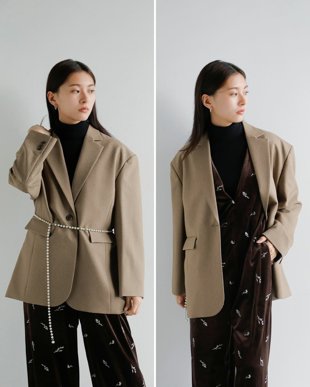 30%OFF】MANOF マノフ パールベルト ジャケット 89103-0392 レディース