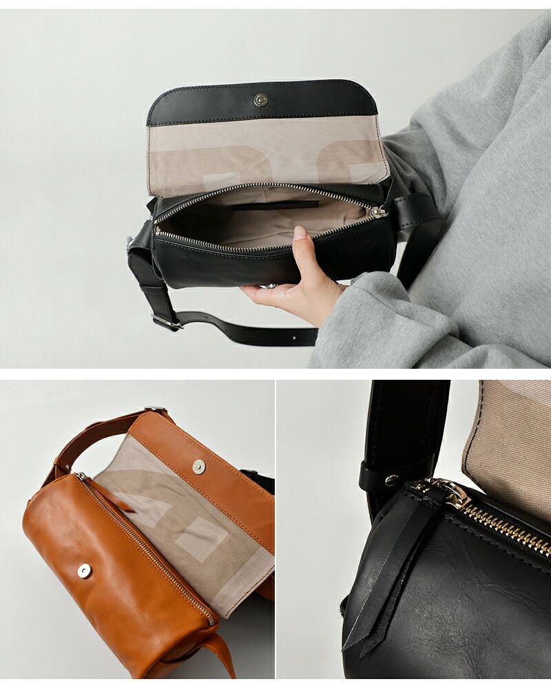 mononogu モノノグ レザー チューブ ミニ フラップ ショルダーバッグ