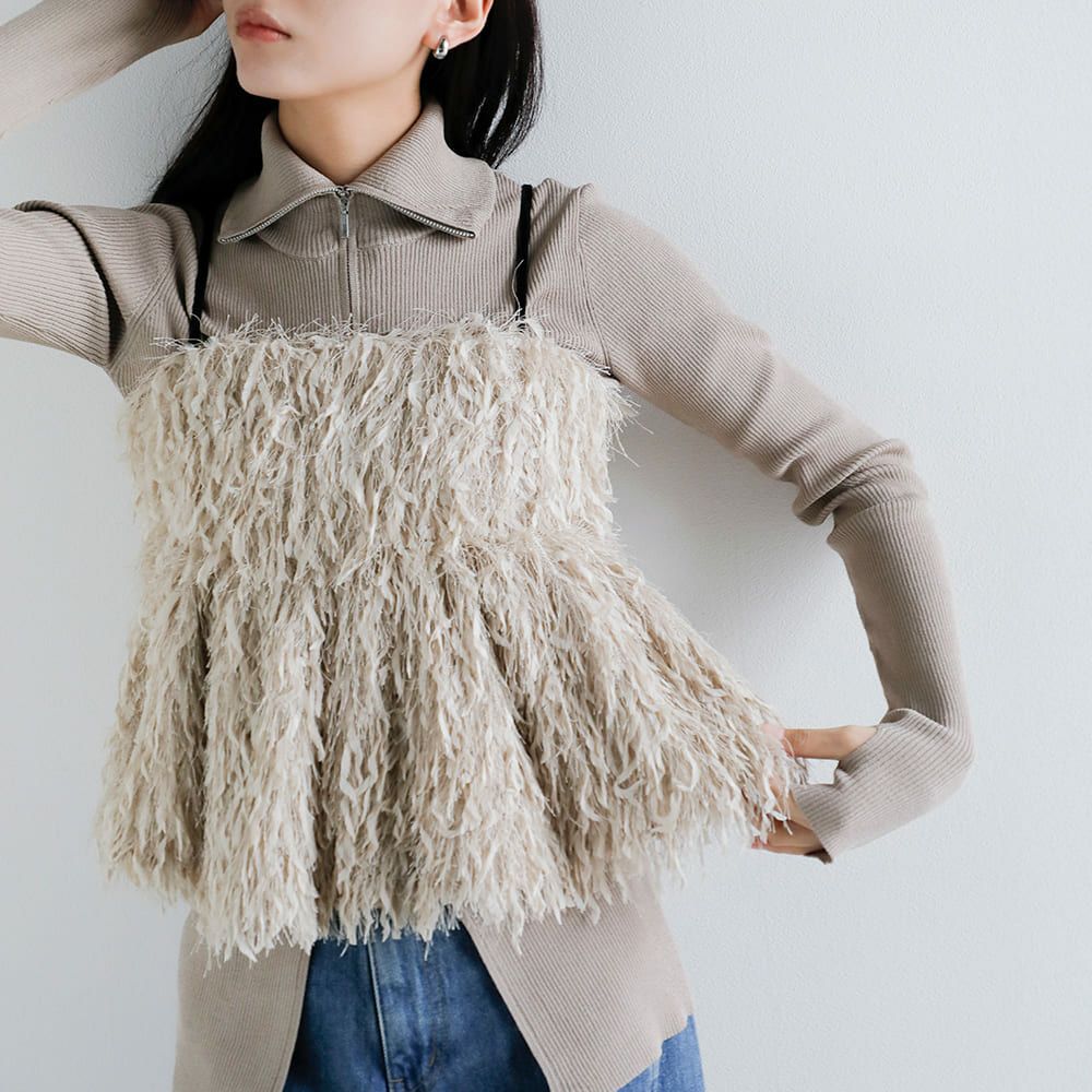 50%OFF】anuke アンヌーク パックオープン フェザー キャミソール