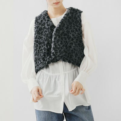 PARIS DE AOUNE パリドゥアオウネ ボア Vネック ミニベスト pa253ct026 