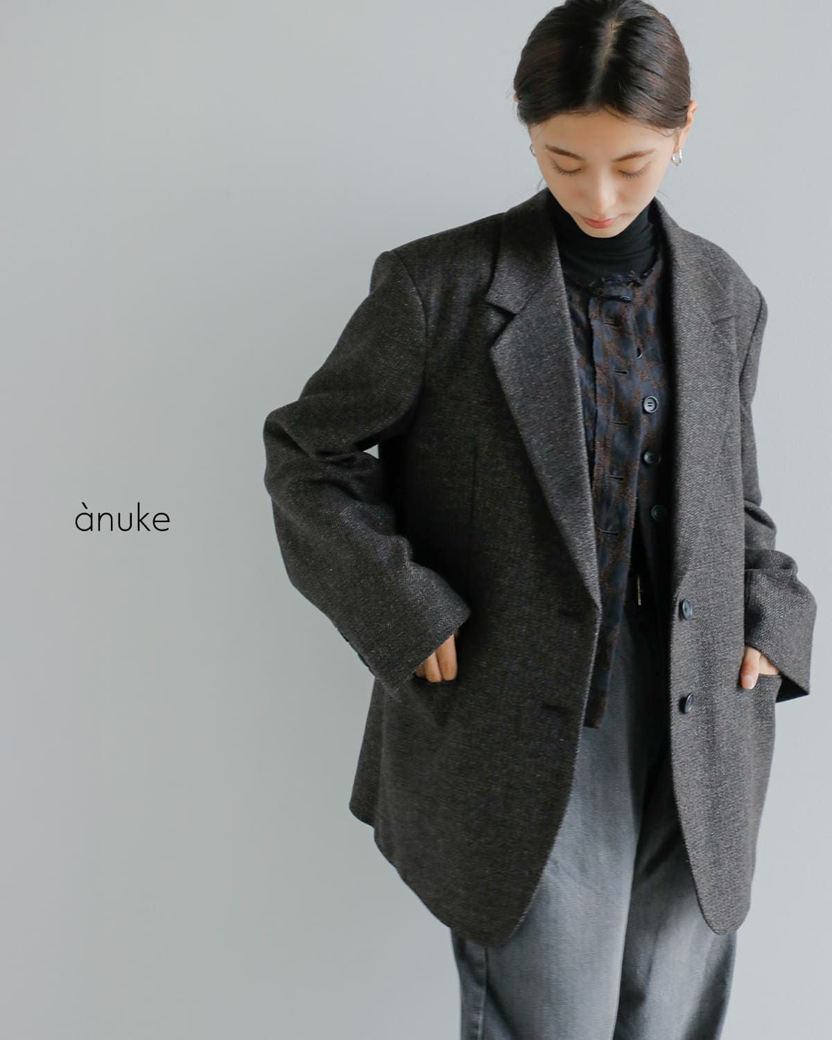 anuke 　アンヌーク ヘリンボーンウールジャケット anuke(アンヌーク) Herringbone Wool Jacket | サウスオレンジ｜メンズ