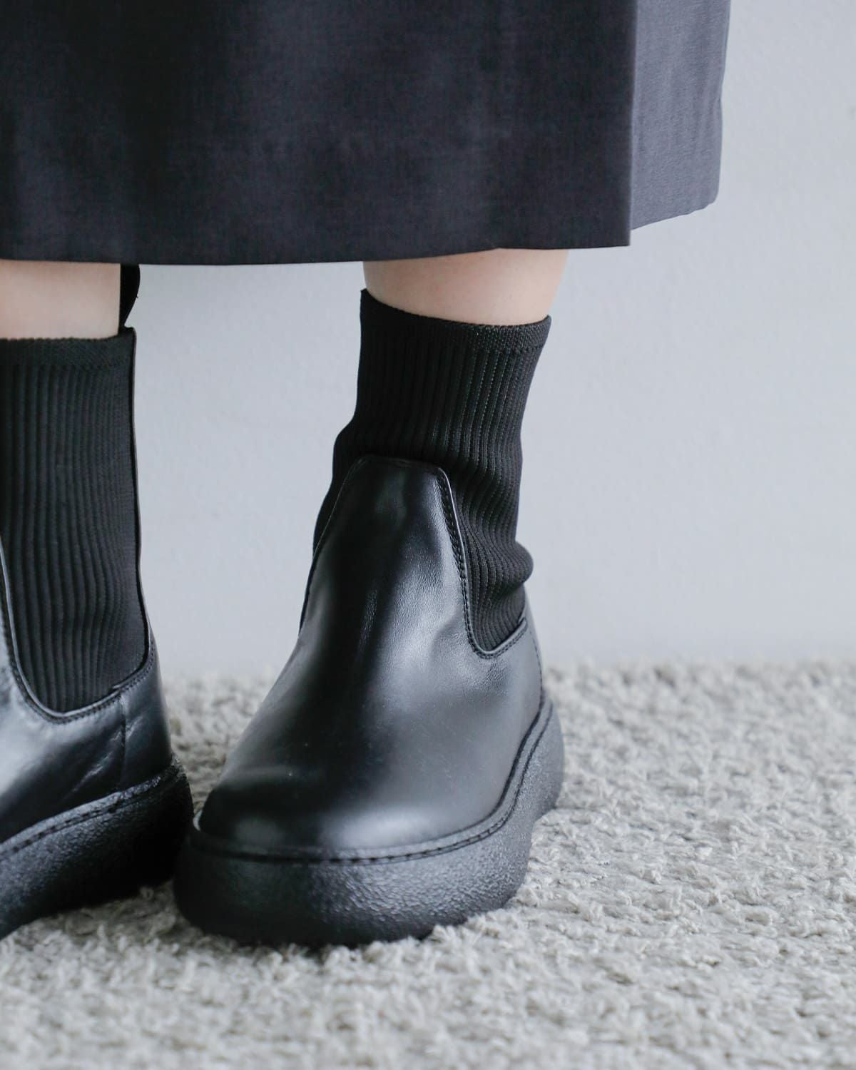 60%OFF】CAMINANDO カミナンド レザー アンクルリブ ブーツ “ANKLE RIB