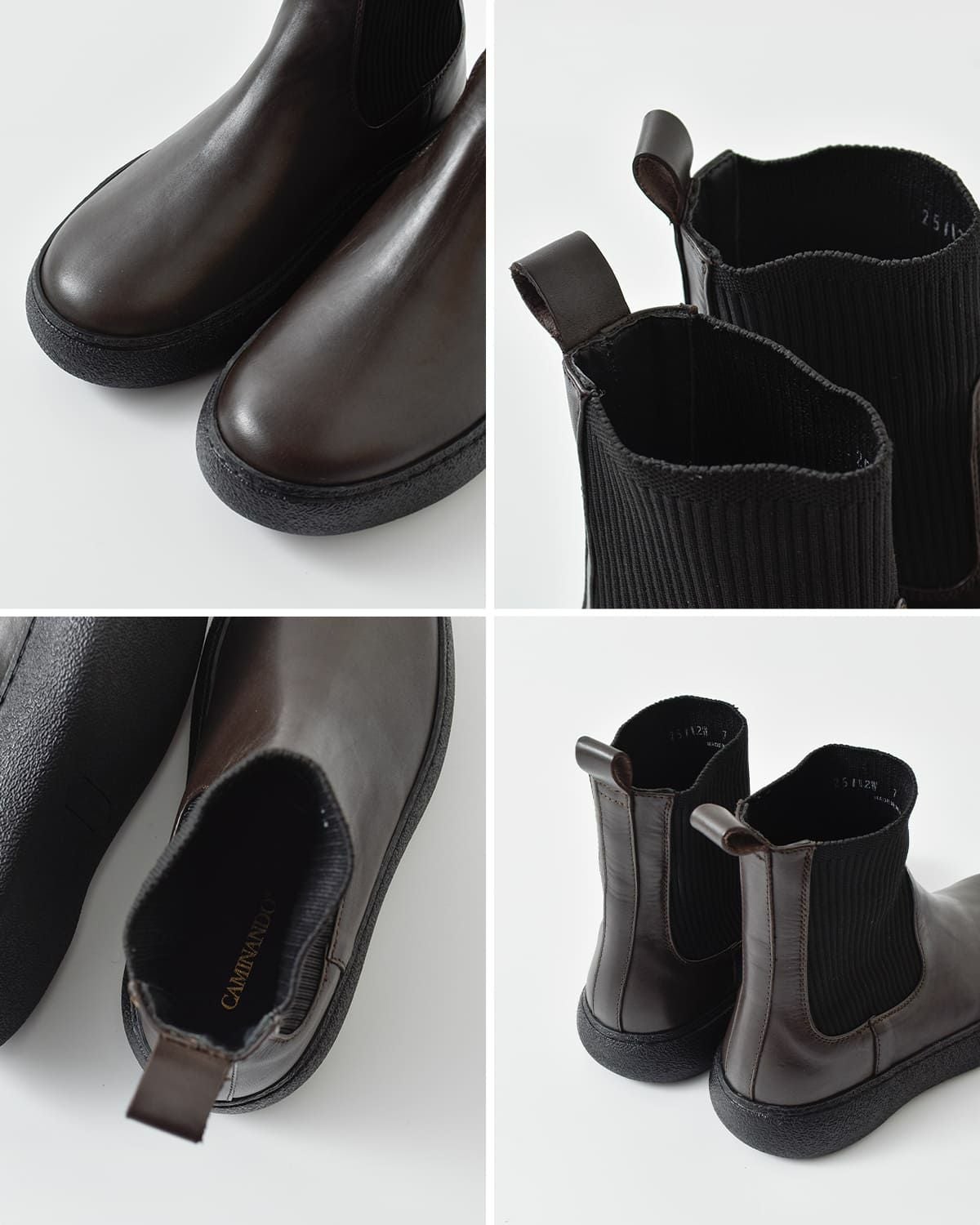 60%OFF】CAMINANDO カミナンド レザー アンクルリブ ブーツ “ANKLE RIB