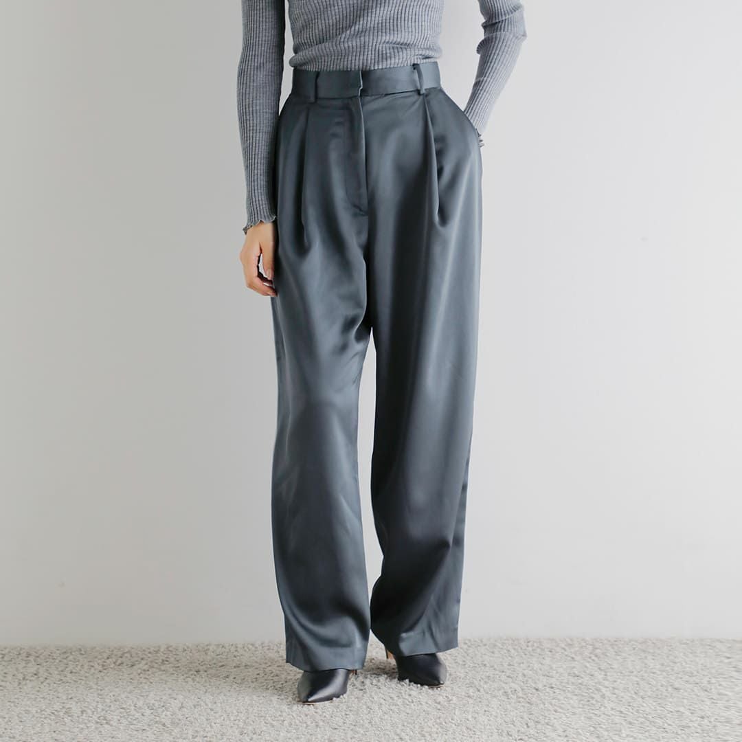 50%OFF】anuke アンヌーク サテン タック パンツ “Satin Tuck Pants