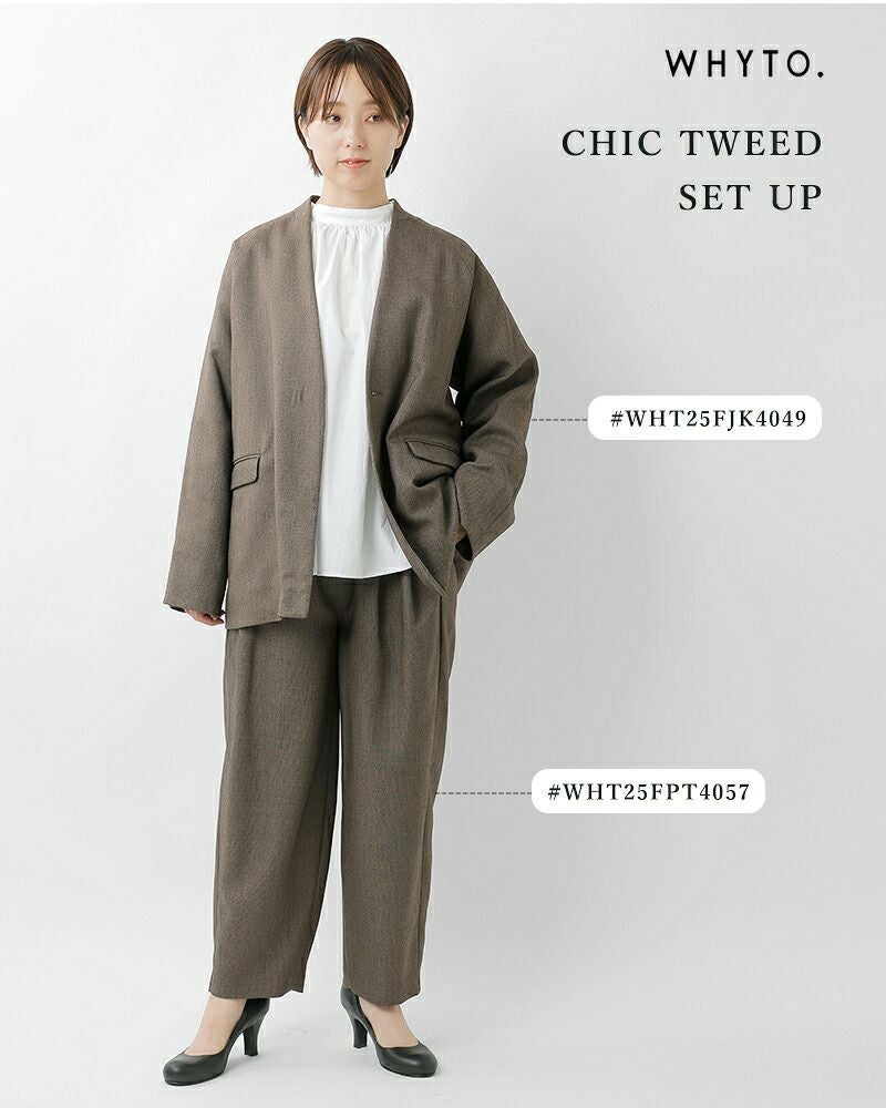 whyto ホワイト シックツイード ラウンド トラウザーパンツ “chic