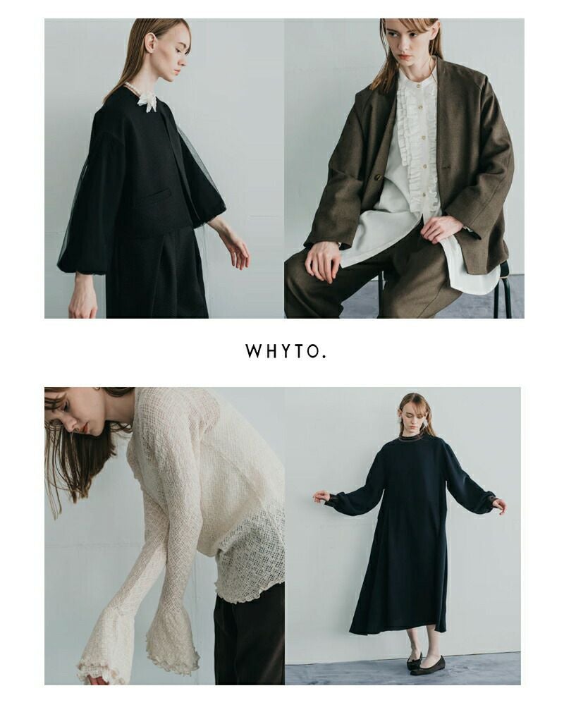 50%OFF】whyto ホワイト フロッキードット フリルカラー ブラウス dot