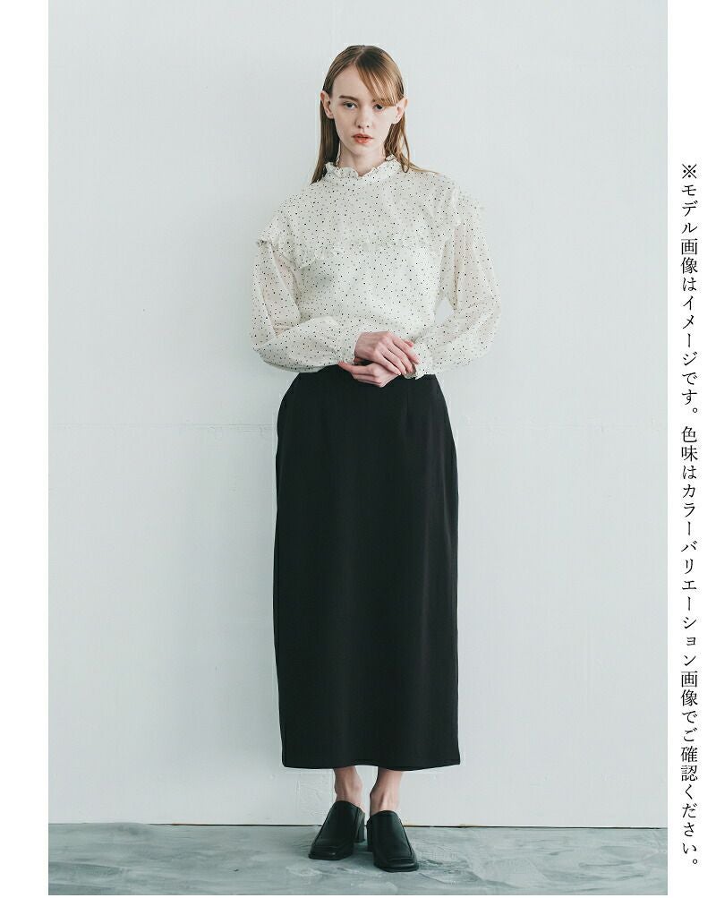 60%OFF】whyto ホワイト フロッキードット フリルカラー ブラウス dot