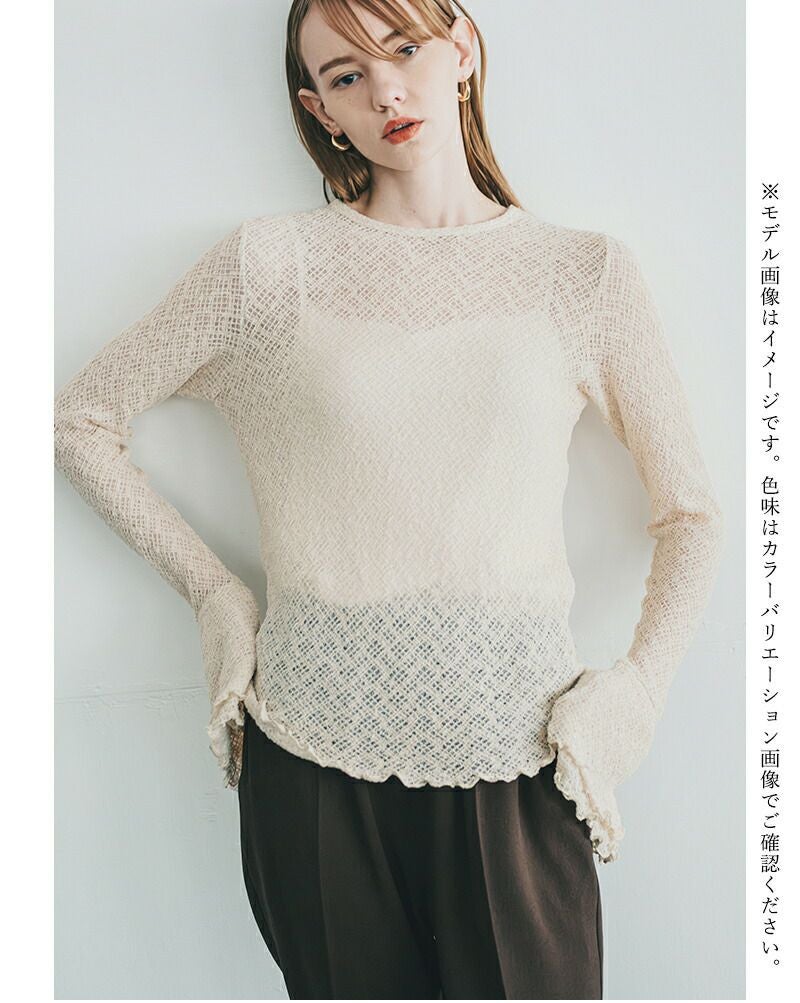 whyto ホワイト フリル フレア レース トップス frill flare lace tops