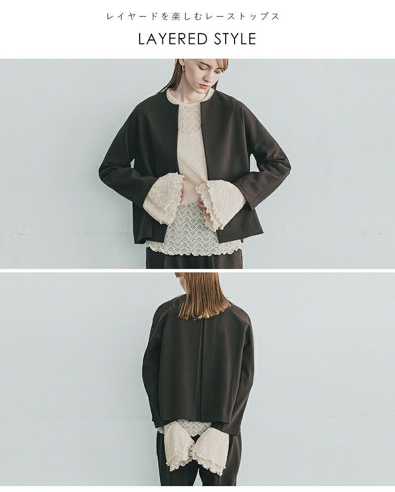 whyto ホワイト フリル フレア レース トップス frill flare lace tops