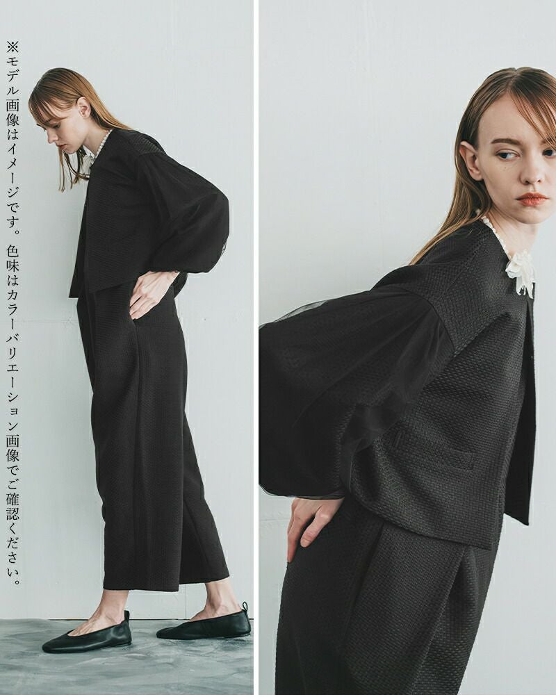 whyto ホワイト チュールレイヤードスリーブ ジャケット tulle layered
