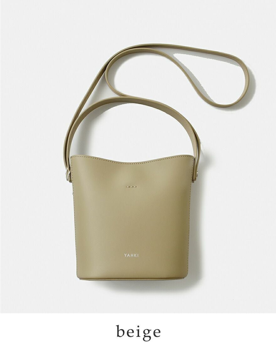 【新品】  YAHKI / ヤーキ | レザー スムーズ ショルダーバッグ | カーキ | レディース ヤーキ YAHKI ダブルフェイスレザーショルダーバッグ （PURE GREY