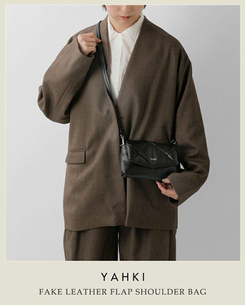 YAHKI ヤーキ フェイクレザー フラップ ショルダーバッグ yh-783