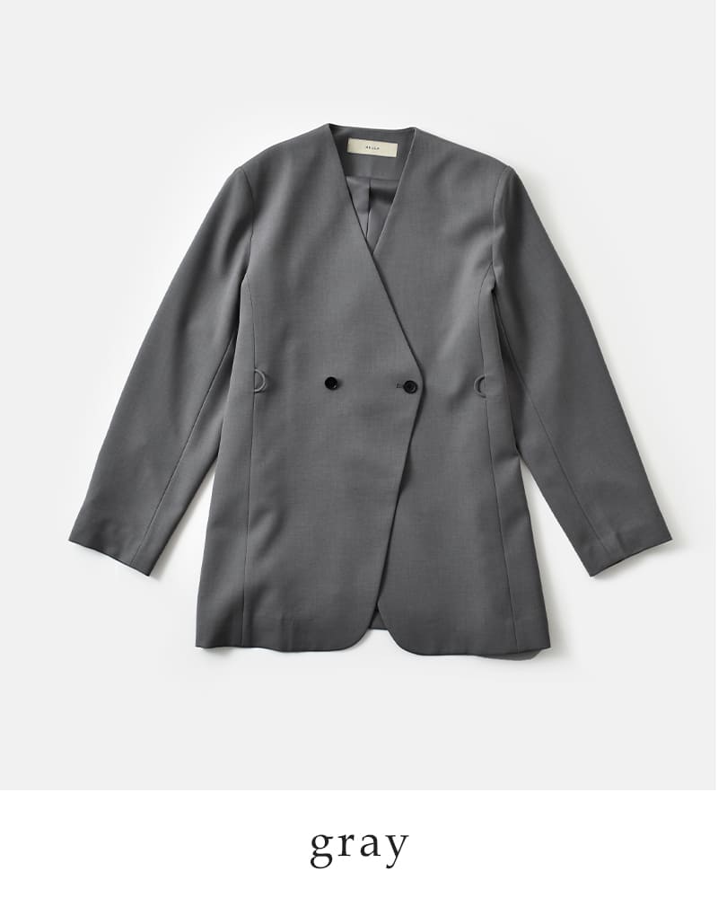 IENA LA BOUCLE ウールマット ダブルボタンジャケット 36 Hella ヘラ ダブルボタン ノーカラージャケット “DOUBLE BUTTON NO