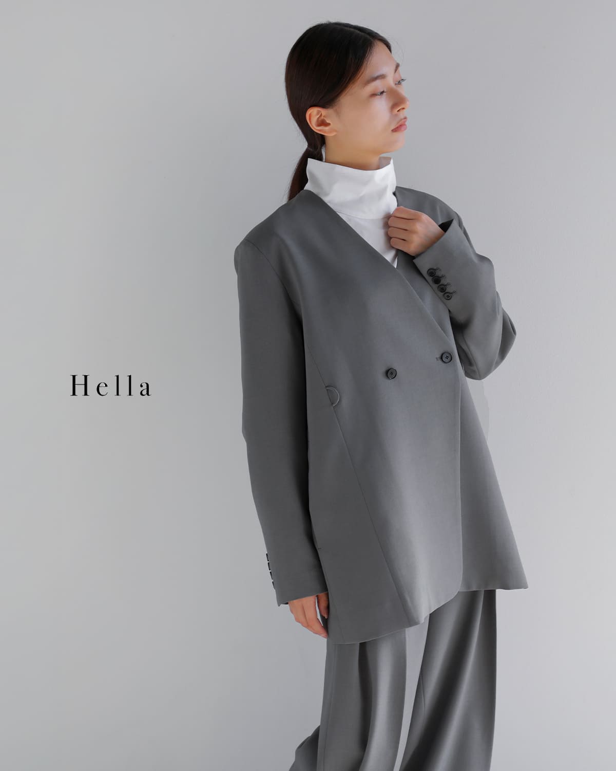 Hella ヘラ ダブルボタン ノーカラージャケット “DOUBLE BUTTON NO