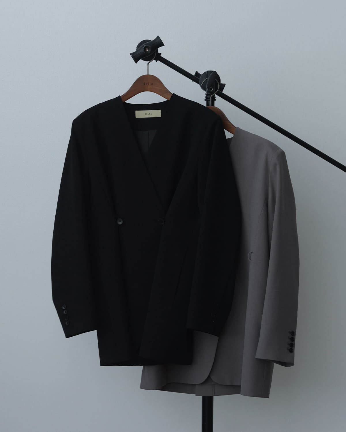 IENA LA BOUCLE ウールマット ダブルボタンジャケット 36 Hella ヘラ ダブルボタン ノーカラージャケット “DOUBLE BUTTON NO