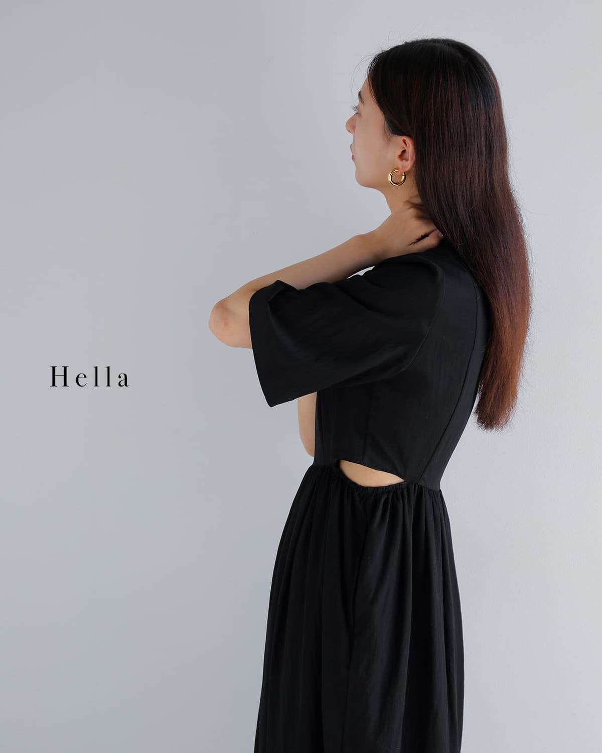 Hella ヘラ ウエストサイドスリット コクーン ドレス “WAIST SIDE SLIT