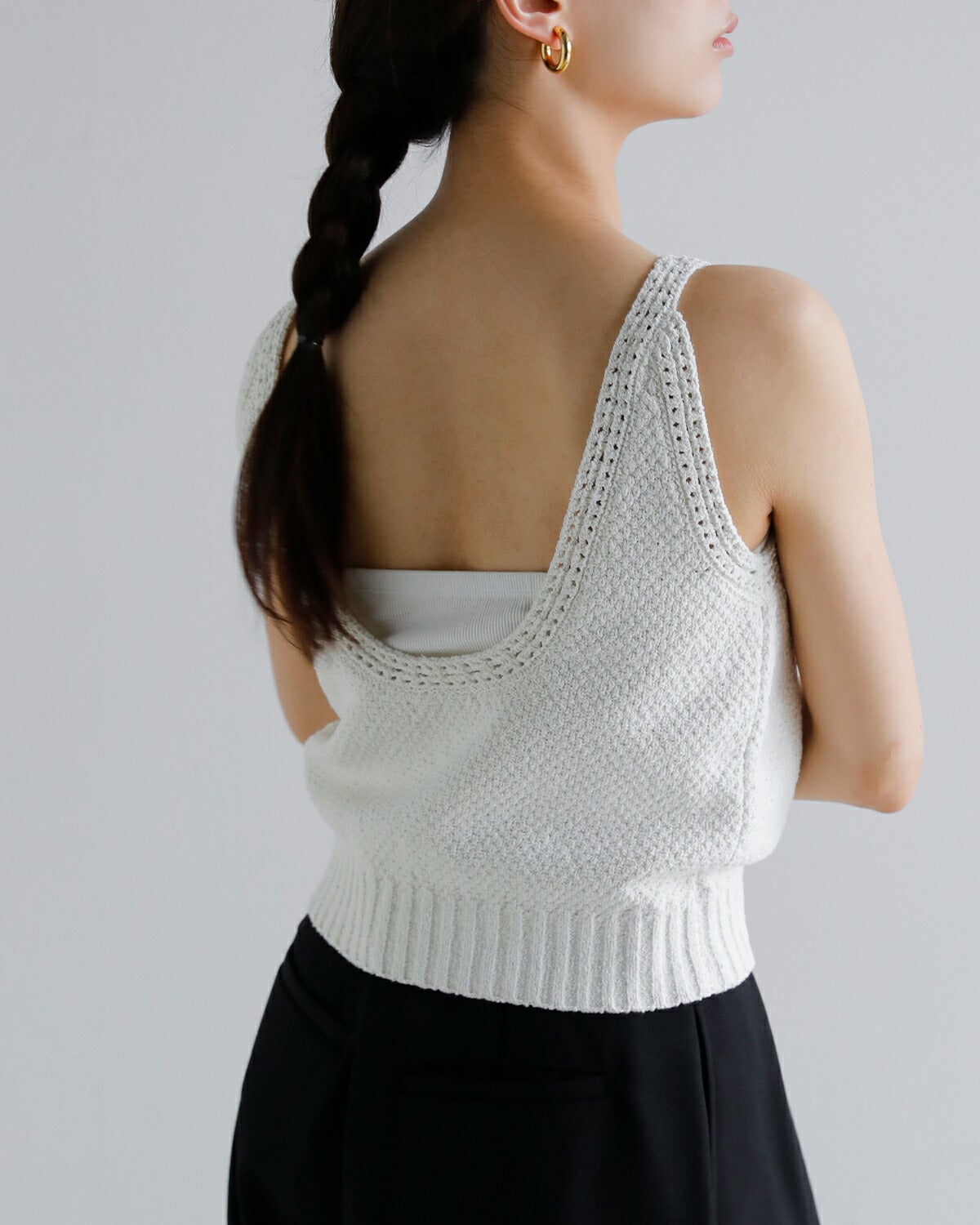 Hella ヘラ クロシェ エッジング サマーニット タンクトップ “CROCHET