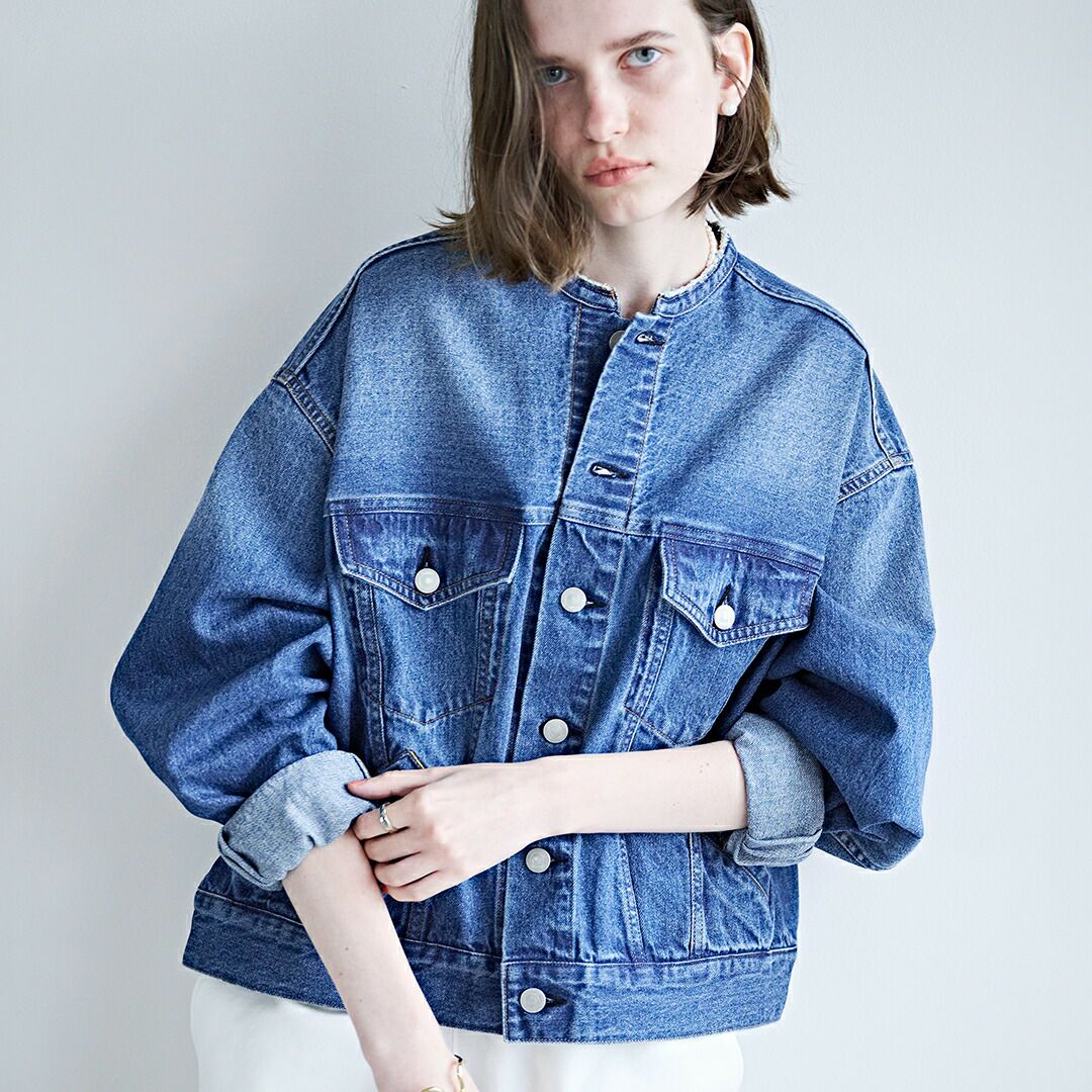 kha:ki カーキ カット オフ カラー デニム ジャケット “CUT OFF COLLAR