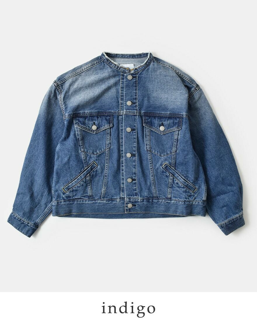 kha:ki カーキ カット オフ カラー デニム ジャケット “CUT OFF COLLAR